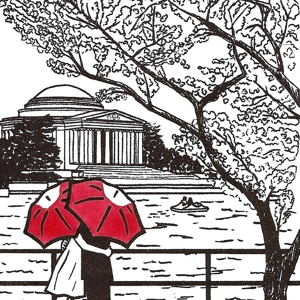 DC Love- Jefferson Memorial gocco art print