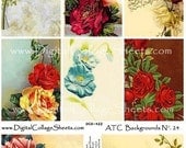 Instant Download Floral ATC  Backgrounds  Mixed Media Collage Flower Collage Sheet DCS-422, Printables, Downloads