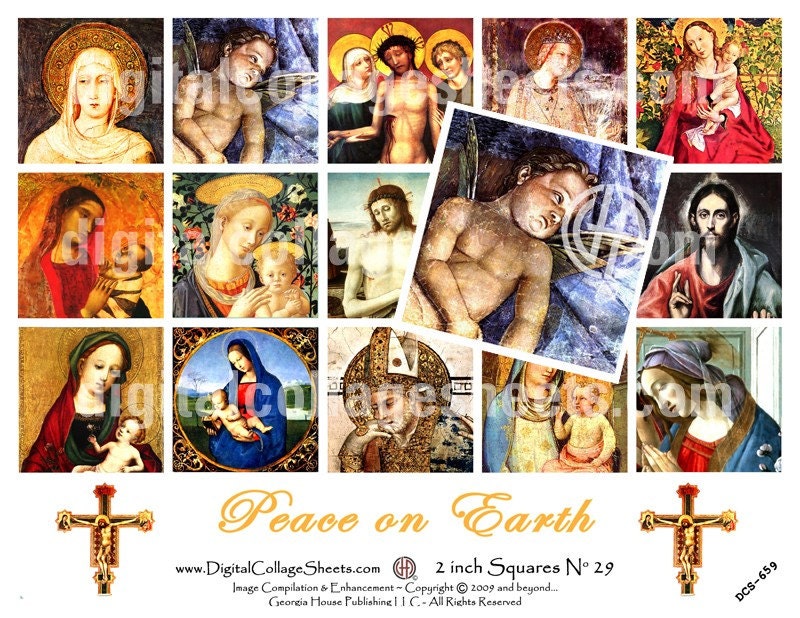 Instant Download  Religious Images 2 x 2  Craft  Squares  Collage Sheet  PDF Digital Collage Sheet  DCS-659, Printables, Downloads