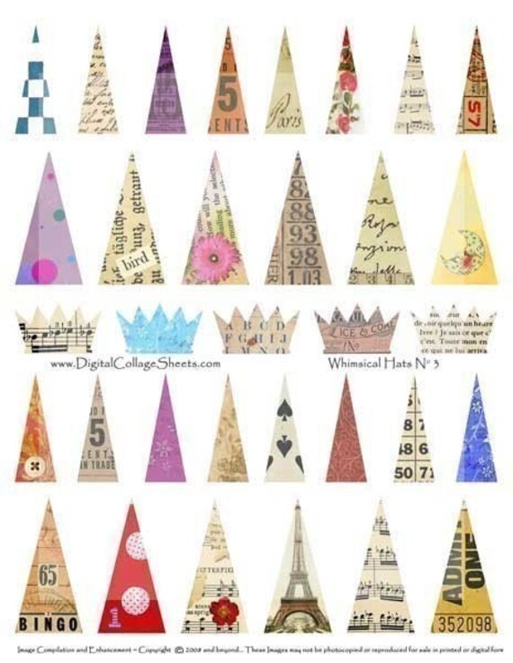Items similar to Instant Download Hats Collage Sheet Altered Art Mixed