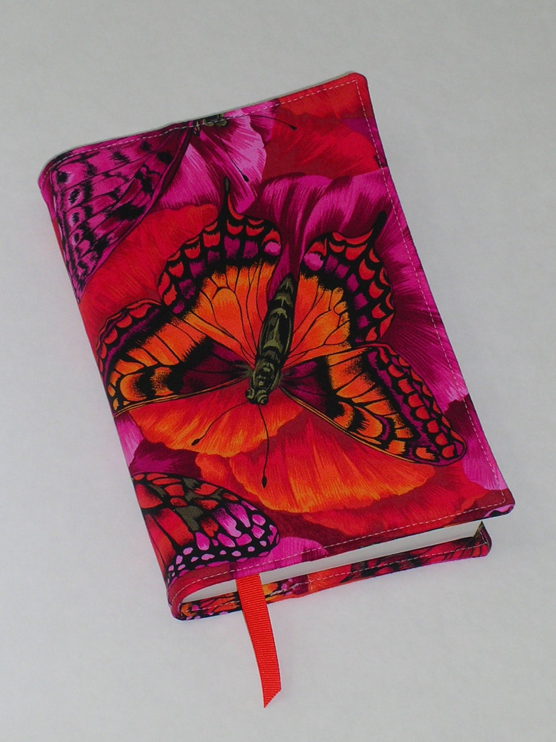 Fabric Book Cover (for trade size paperback books 5.25 X 8) with ribbon bookmark