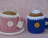 Coffee and Tea Pincushion Crochet PATTERN - INSTANT DOWNLOAD