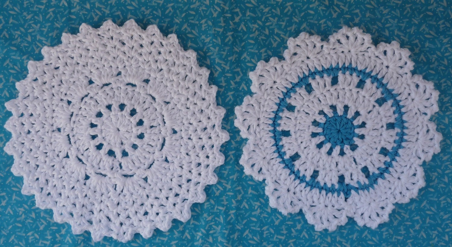 Doily Dishcloth Crochet PATTERN Set - INSTANT DOWNLOAD