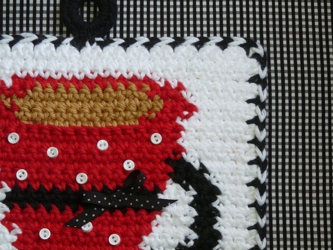 Dots Coffee Cup Potholder Crochet PATTERN - INSTANT DOWNLOAD
