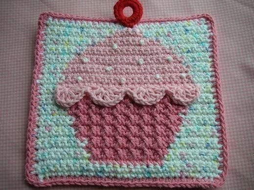 Cupcake Potholder Crochet PATTERN -  INSTANT DOWNLOAD