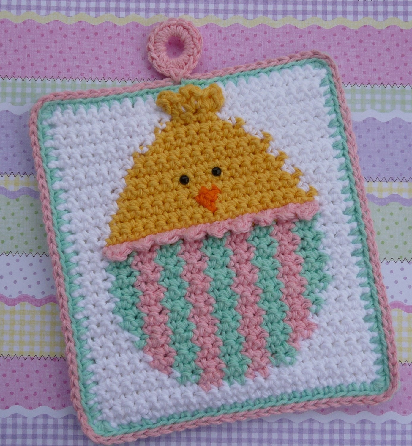 Easter Egg Chick Crochet Potholder PATTERN - INSTANT DOWNLOAD
