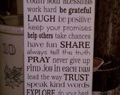 Motivational Family Rules Subway Typography Painted Wood Sign Plaque Nursery Child