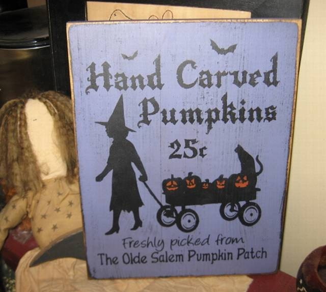 Pumpkins For Sale Witch Wiccan Handpainted by thehomespunraven