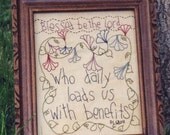Primitive Stitchery Pattern - Blessed be the Lord Instant Download