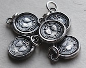 FOREVER - Wax Seal Charm - Tied Hearts in love forever - charm in fine silver