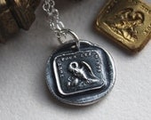 A Mothers Love Wax Seal Charm necklace - Family -  Live and Die for Those We Love - anitque French Wax Seal motto