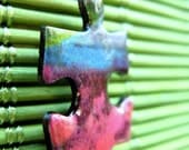 Puzzle piece pendant - rainbow
