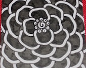 Original Drawing ACEO Black Flower
