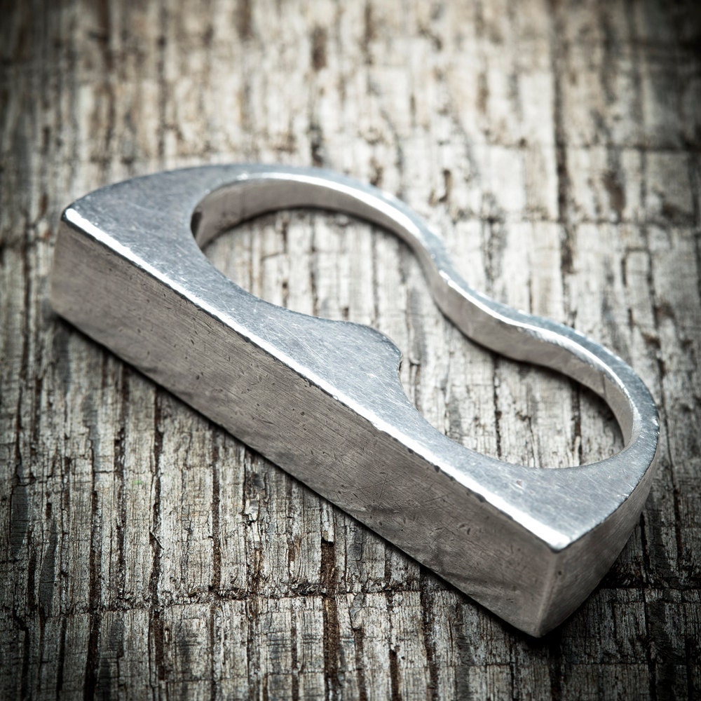 Rectangle Bar Hefty Two Finger Ring in Sterling SIlver - minimalist unisex jewelry