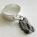 Ring - Women's - Black and White looped chain fringe cluster sterling silver