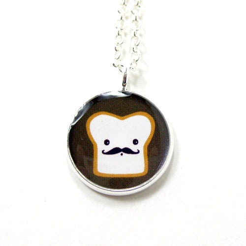 French Toast Necklace -  Kawaii Cute Silver Plated 17 inch