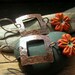Hammered Copper and Ceramic Flower Window Garden earrings