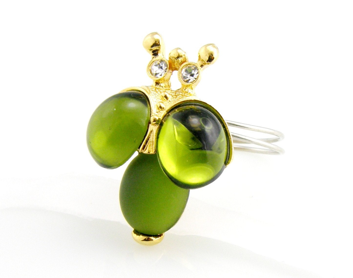 LIMITED EDITION Green Bumble Bee Button Ring