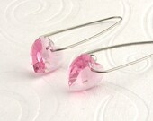 Heart Earrings Swarovski Rose Crystal Drop Dangle Earrings