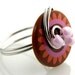 Exclusive Line Blue Orange and Pink Beaded Button Ring