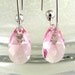 Swarovski Crystal Earrings Dangle Earrings Light Rose Pear Teardrop