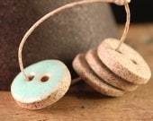 Sea Foam Green handmade stoneware ceramic buttons (4) matching set
