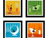 Black Cat Print Set - Four Limited Edition Prints by Kerry Beary