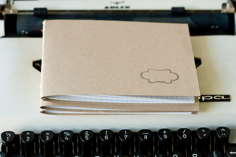 SALE 50% off Three Stitched Hand Stamped Jotters