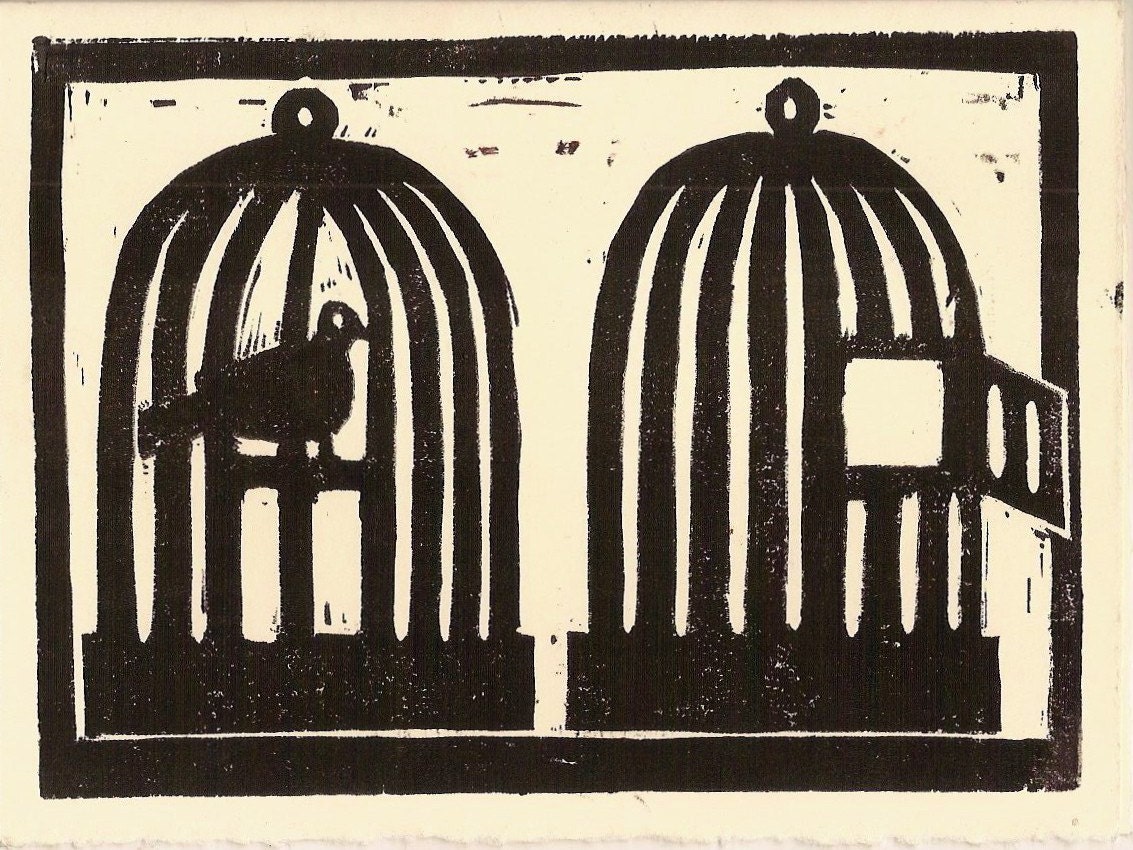 Bird Cage in Black and White - Set of 3