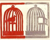 Red and Silver bird cages