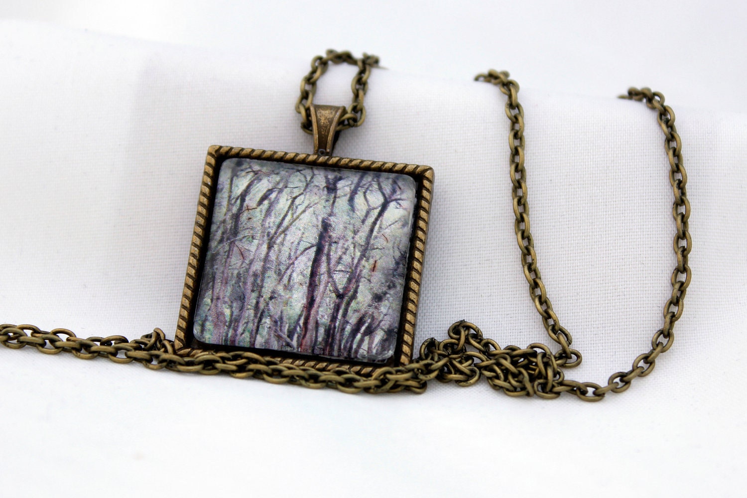 Out In The Woods Pendant, Antiqued Brass, Photography, Necklace, Photo Jewelry
