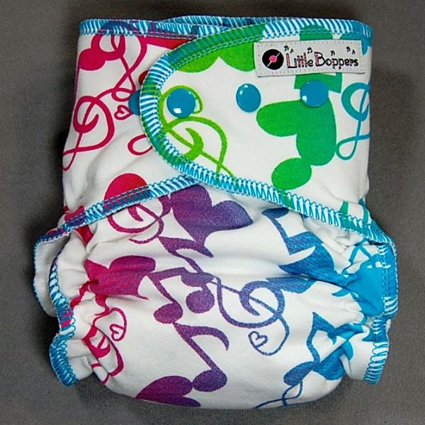 Cloth Diaper Medium AI2 All-in-2 - by Little Boppers - Rainbow Music