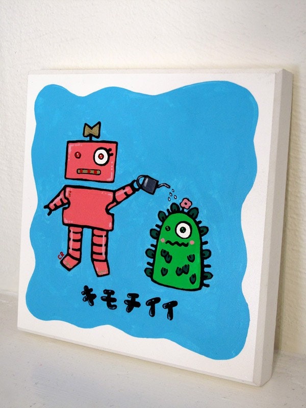 WATERING PLANTO Original Painting On PVC