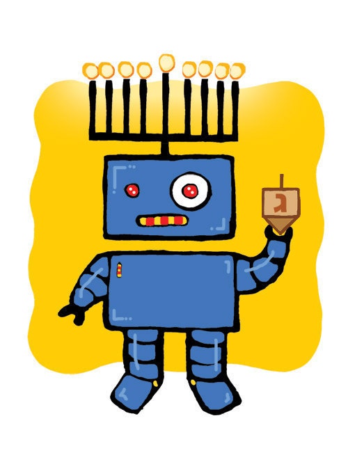 Hanukkah Robot - Robonukkah - Holiday Greeting Card