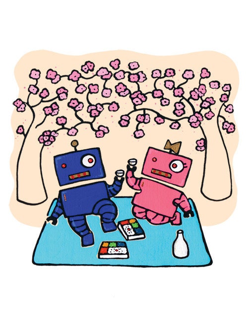 Cherry Blossom Picnic  - Greeting Card