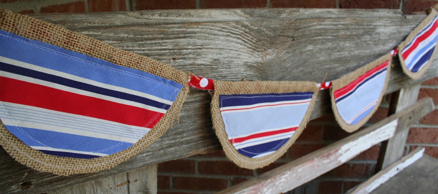 SALE - Rustic Americana Burlap Bunting