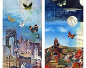 Double print with butterflies- EXTRA LARGE 18X24 glossy Poster Print - rural vs. city