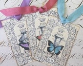 Butterfly Tags - French Garden Tags - Jardin des Tuileries Tag Series, Paris Gardens - Set of 3 different tags