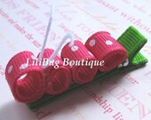 LiliBug Pink / White Polka Dot Caterpillar Hair Clip