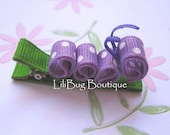 LiliBug Caterpillar Hair Clip - Purple and White Polka Dot - LiliBugBoutique