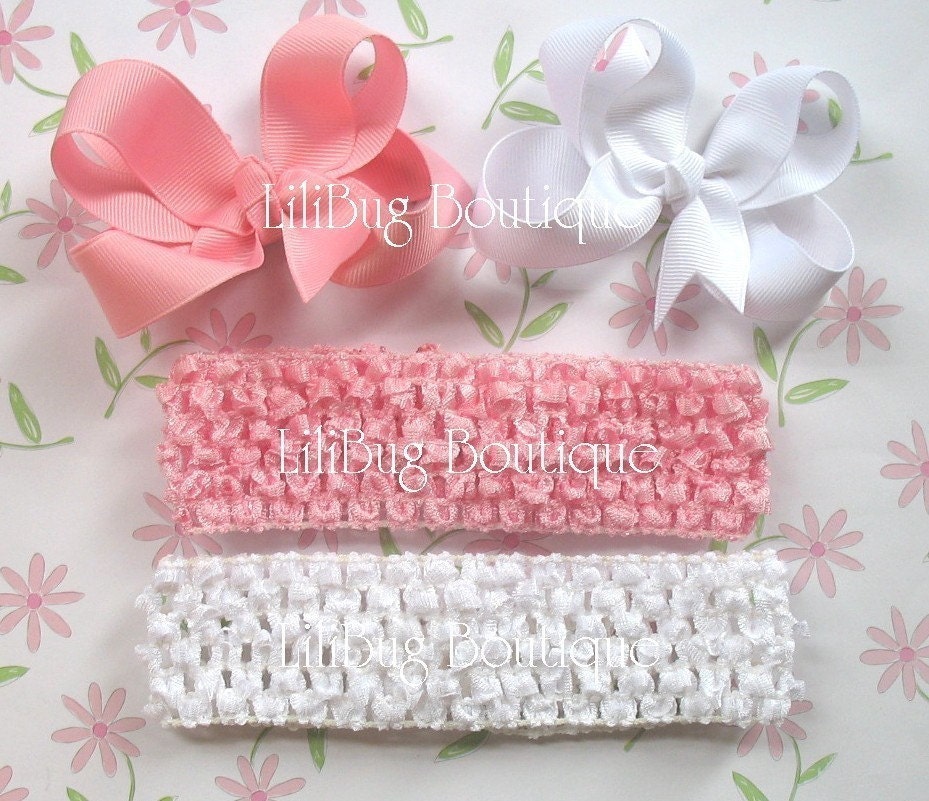 LiliBug Boutique Baby Headband and Hair Bow Starter 4 pc Set