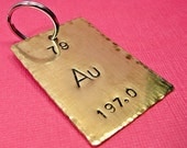Solid Brass "Gold" Periodic Table Element Keychain, Key Fob or Pendant
