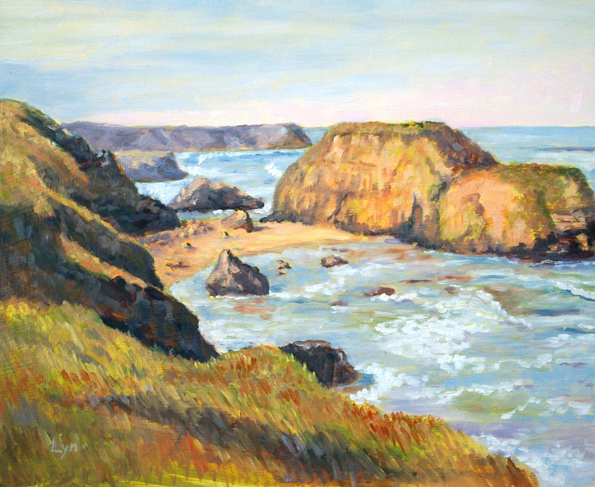 Original Oil Painting Ocean Coast Seascape Beach by sagewest