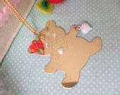 Gold Vintage Teddy Bear Necklace