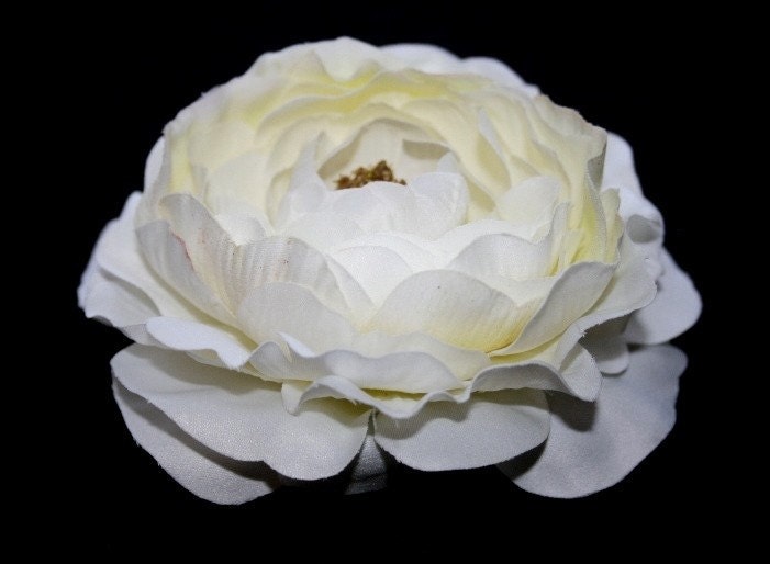 Silk Flower Ranunculus - Dry Look Ruffle Ranunculus in White - 4 inches - artificial flower