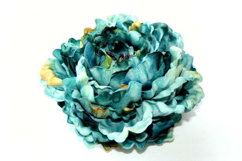 artificial flower - GIGANTIC Blue Aqua Turquoise Tones Peony - Extra Jumbo
