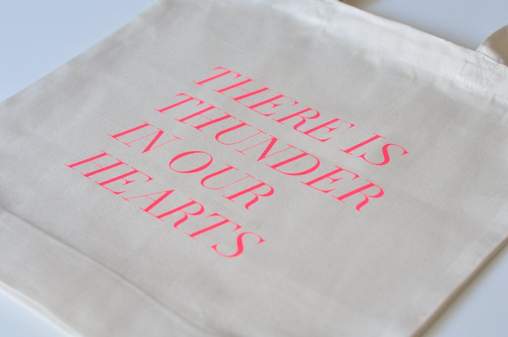 thunder in our hearts tote in fluro pink