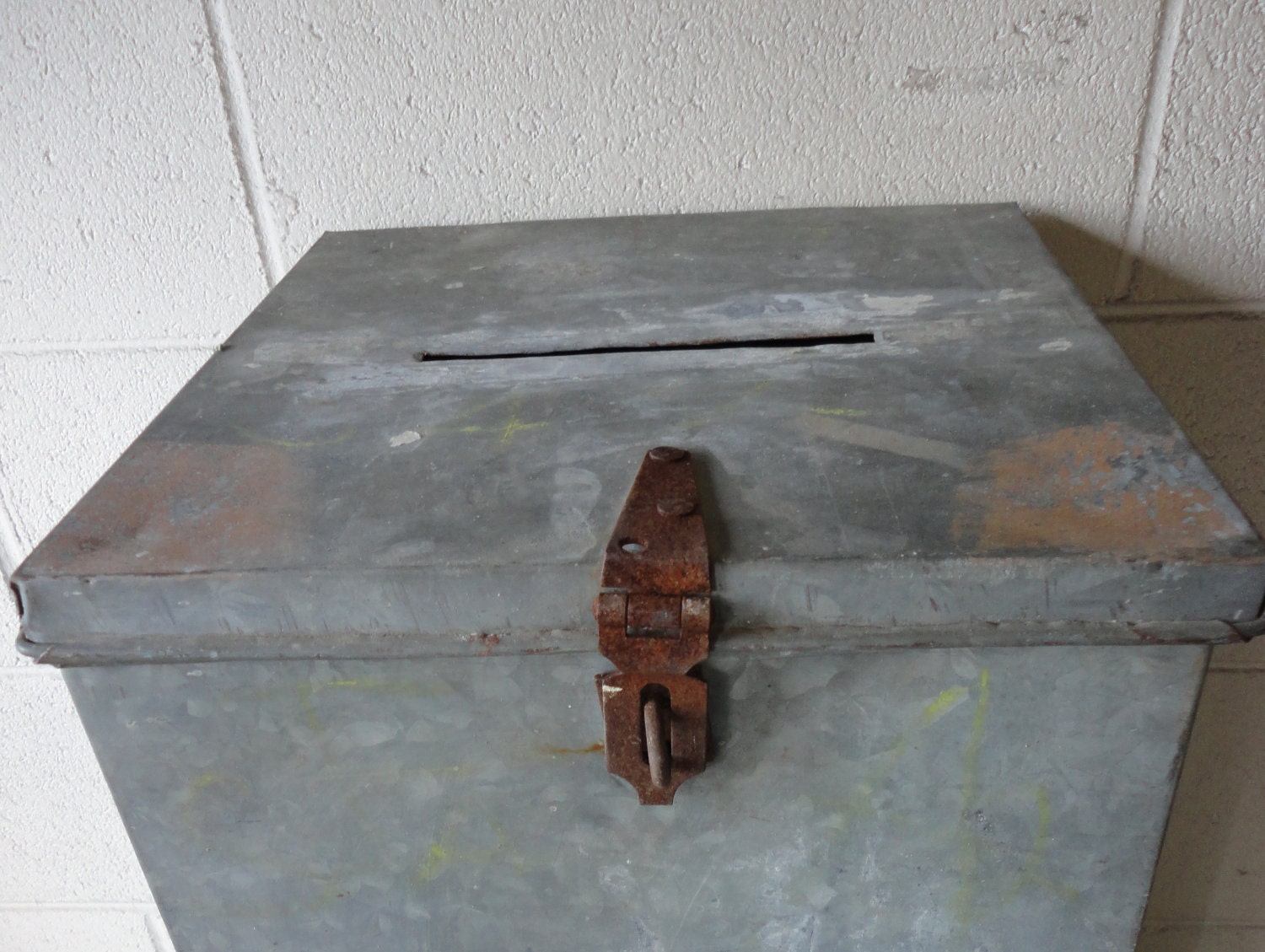 Vintage Ballot Box 1950s Galvanized Metal by JunkyardGypsy on Etsy