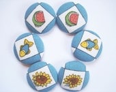 Proceeds for OK Storm -  Summer Fun Fabric Covered Buttons - 6 Large and 1 Extra FREE
