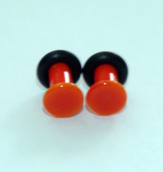 8g Orange glass ear plugs body JEWELRY 3mm handmade 8 by